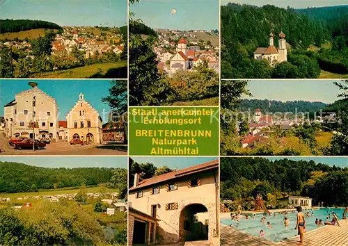 AK / Ansichtskarte Breitenbrunn Oberpfalz Neumarkt Kirche Gasthof Post Freibad Burg Campingplatz 