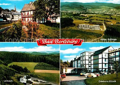 AK / Ansichtskarte Bad Berleburg Fliegeraufnahme Haus Rothaar Laibach Odeborn Klinik Teilansicht  Kat. Bad Berleburg