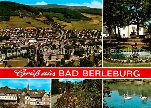 AK / Ansichtskarte Bad Berleburg Fliegeraufnahme Brunnen Schwanenteich Fachwerkhaeuser Kat. Bad Berleburg