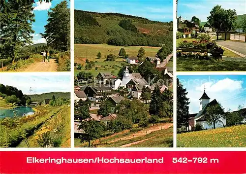 AK / Ansichtskarte Elkeringhausen Kirche Waldweg Weiher Kat. Winterberg