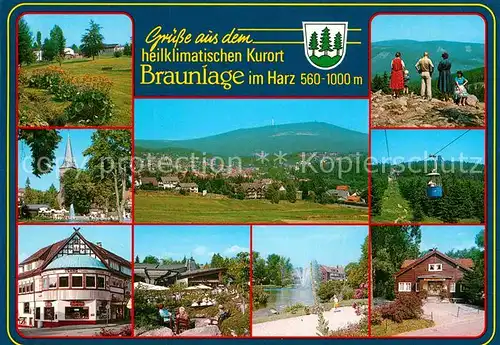 AK / Ansichtskarte Braunlage Seilbahn Park Teilansicht Kirche Weiher Kat. Braunlage Harz