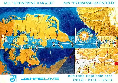 AK / Ansichtskarte Schiffe Ships Navires M S Kronprins Harald M S Prinsesse Ragnhild Jahreline 