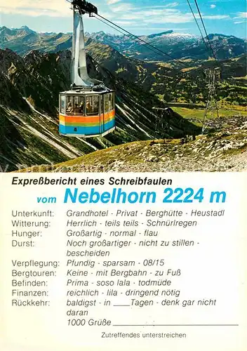 AK / Ansichtskarte Seilbahn Nebelhorn Oberstdorf Hoher Ifen  Kat. Bahnen