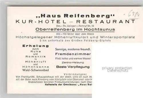 AK / Ansichtskarte Oberreifenberg Burgruine Kurhotel Haus Reifenberg Kat. Schmitten