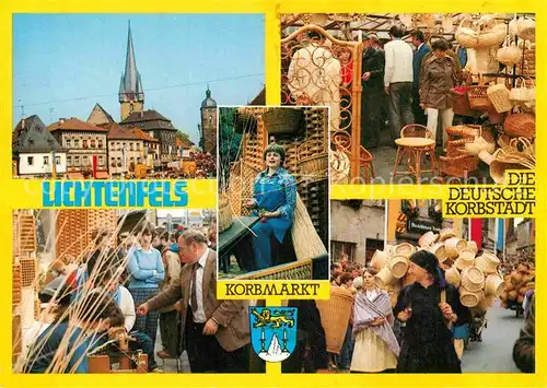 AK / Ansichtskarte Lichtenfels Bayern Korbmarkt Marktplatz Kirchturm Kat. Lichtenfels