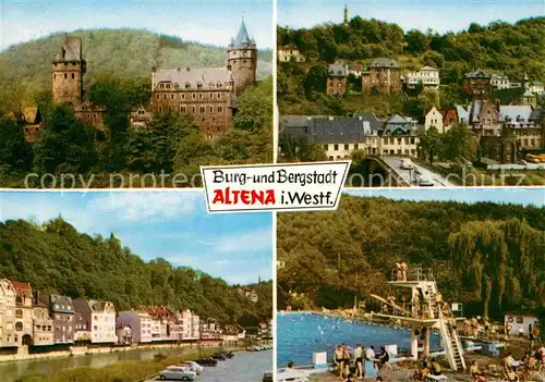 AK / Ansichtskarte Altena Lenne Burg Schwimmbad  Kat. Altena