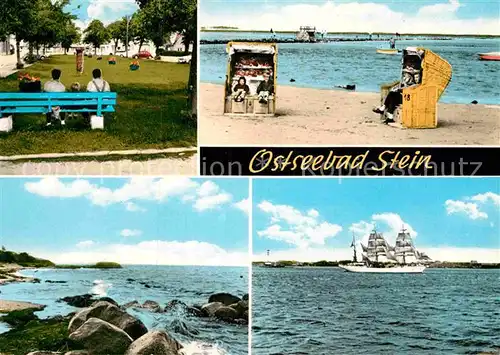AK / Ansichtskarte Stein Ostsee Strand Park Segelschiff
