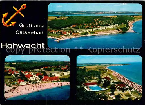 AK / Ansichtskarte Hohwacht Ostseebad Fliegeraufnahme Strand Freibad Kat. Hohwacht (Ostsee)