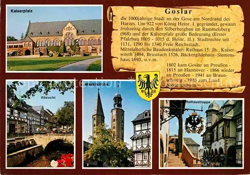 AK / Ansichtskarte Goslar Kaiserpfalz Abzucht Marktkirche Rathaustreppe Kat. Goslar