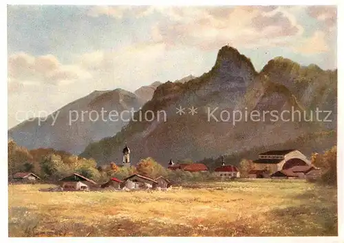 AK / Ansichtskarte Oberammergau Kuenstlerkarte mit Passionstheater Max Sammet Kat. Oberammergau