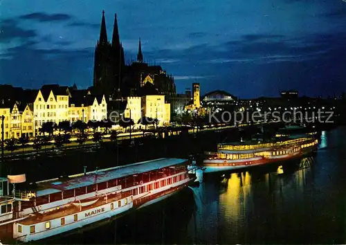 AK / Ansichtskarte Dampfer Seitenrad Mainz Dampferanlegestelle Dom Koeln  Kat. Schiffe