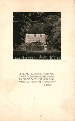 AK / Ansichtskarte Goethe Johann Wolfgang von Gedicht Weimar Gartenhaus  Kat. Dichter