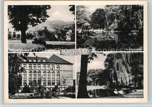 AK / Ansichtskarte Hagen Westfalen Ingenieurschule Stadtgartenteich  Kat. Hagen