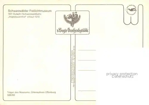 AK / Ansichtskarte Gutach Schwarzwald Schwarzwaelder Freilichtmuseum Lorenzenhof Vogtsbauernhof 16. Jhdt. Kat. Gutach