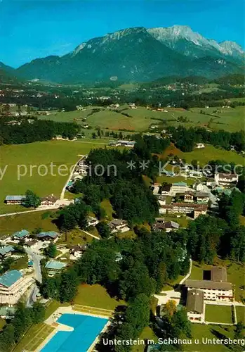 AK / Ansichtskarte Unterstein Schoenau mit Untersberg Berchtesgadener Alpen Fliegeraufnahme