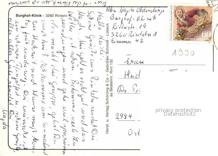 Ak Ansichtskarte Rinteln Burghof Klinik Kat Rinteln Nr Kc35651