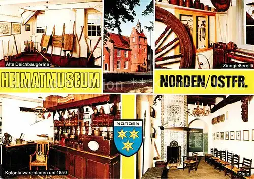 AK / Ansichtskarte Norden Ostfriesland Heimatmuseum Alte Deichbaugeraete Zinngiesserei Diele Kat. Norden