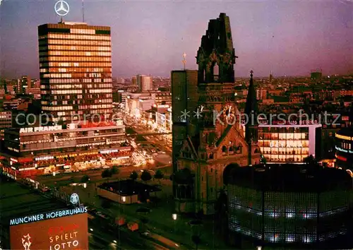 AK / Ansichtskarte Berlin Europa Center mit Kaiser Wilhelm Gedaechtniskirche im Abendlicht Kat. Berlin