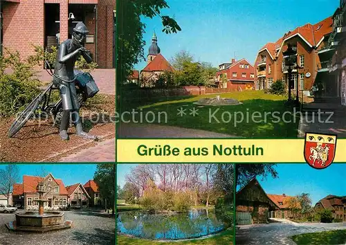 AK / Ansichtskarte Nottuln Brunnen Skulptur mit Fahrrad Kat. Nottuln