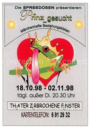 AK / Ansichtskarte Theater Zerbrochene Fenster Berlin Spreedosen Prinz gesucht Frosch  Kat. Theater