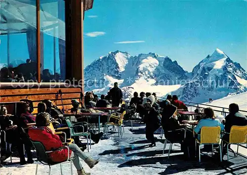 AK / Ansichtskarte Piz Corvatsch Ausblick von Bergstation Sonnenterrasse Alpengipfel Kat. Piz Corvatsch