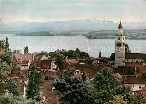 AK / Ansichtskarte ueberlingen Bodensee mit See und Alpen Kat. ueberlingen