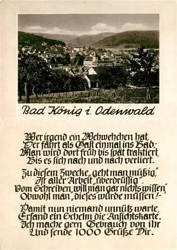 AK / Ansichtskarte Bad Koenig Odenwald Panorama Gedicht Kat. Bad Koenig