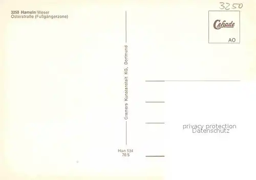 AK / Ansichtskarte Hameln Weser Osterstrasse Fussgaengerzone Fachwerkhaeuser