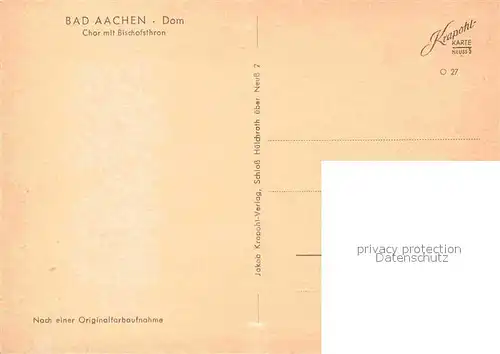 AK / Ansichtskarte Bad Aachen Dom Chor mit Bischofsthron