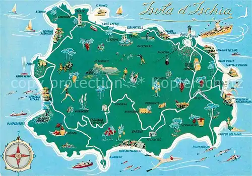 AK / Ansichtskarte Isola d Ischia Landkarte Kat. Golfo di Napoli