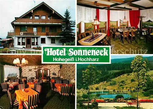 AK / Ansichtskarte Hohegeiss Harz Hotel Sonneneck Gastraum Terrasse Weiher Kat. Braunlage