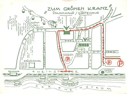 AK / Ansichtskarte Ruedesheim Rhein Gasthof zum Gruenen Kranz Kat. Ruedesheim am Rhein