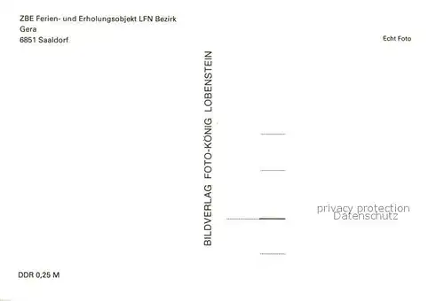 AK / Ansichtskarte Saaldorf Bad Lobenstein Ferien  und Erholungsobjekt Bezirk Gera Kat. Bad Lobenstein