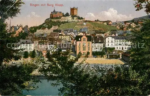 AK / Ansichtskarte Bingen Rhein Stadtansicht mit Burg Klopp Kat. Bingen am Rhein