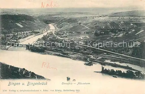 AK / Ansichtskarte Bingen Rhein Bingerbrueck Maeuseturm Burgruine Ehrenfels Kat. Bingen am Rhein