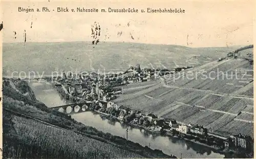 AK / Ansichtskarte Bingen Rhein Nahseite Durusbruecke Eisenbahnbruecke Kat. Bingen am Rhein