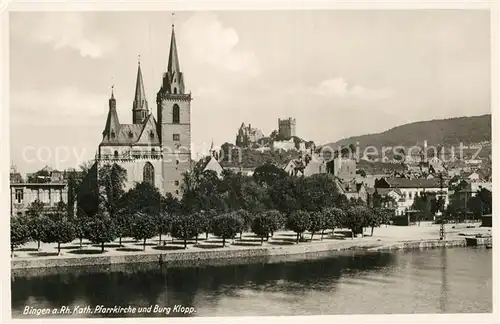 AK / Ansichtskarte Bingen Rhein Katholische Pfarrkirche Burg Klopp Kat. Bingen am Rhein