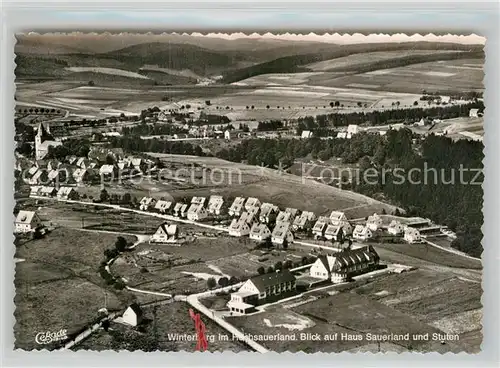 AK / Ansichtskarte Winterberg Hochsauerland Fliegeraufnahme mit Haus Sauerland und Stuten Kat. Winterberg