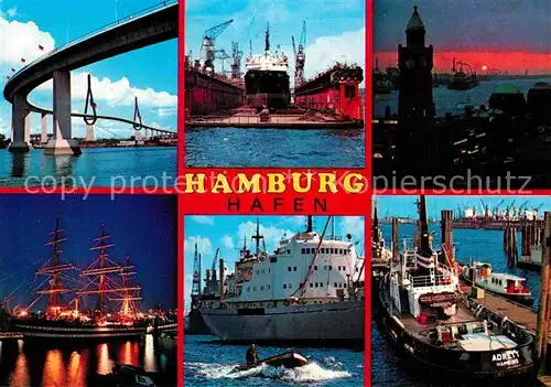 AK / Ansichtskarte Hamburg Hafen Segelschiff Bruecke  Kat. Hamburg