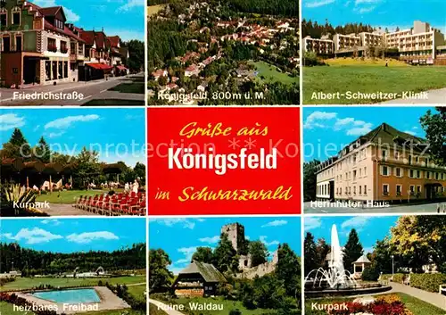AK / Ansichtskarte Koenigsfeld Schwarzwald Ruine Waldau Friedrichstrasse Albert Schweitzer Klinik  Kat. Koenigsfeld im Schwarzwald