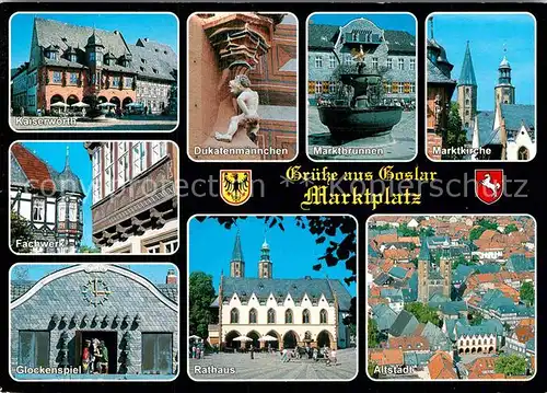 AK / Ansichtskarte Goslar Marktplatz Kirche Brunnen Rathaus Dukatenmaennchen Kat. Goslar