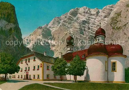 AK / Ansichtskarte Watzmann Wallfahrtskirche und Wirtshaus St. Bartholomae am Koenigssee  Kat. Berchtesgaden
