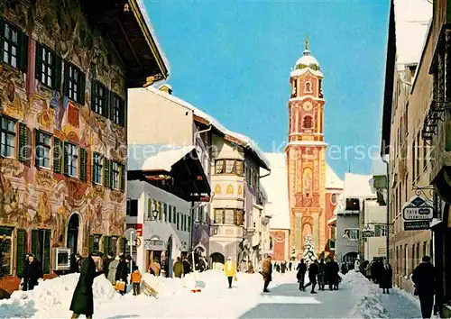 AK / Ansichtskarte Mittenwald Bayern Obermarkt im Winter Kat. Mittenwald