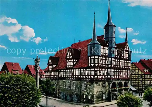 AK / Ansichtskarte Duderstadt Rathaus 13. Jhdt. Mariensaeule 18. Jhdt. Fachwerkhaus Historisches Gebaeude Kat. Duderstadt