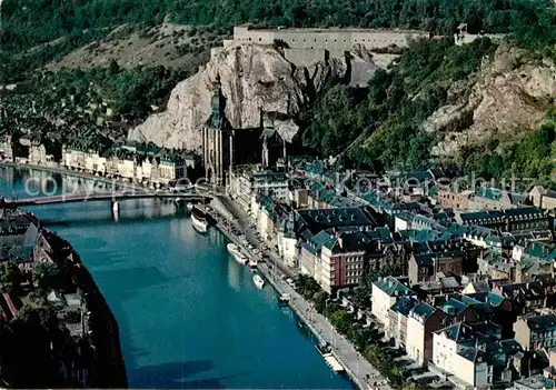 AK / Ansichtskarte Dinant Wallonie La Collegiale la Citadelle et le Pont sur la Meuse vue aerienne Kat. Dinant