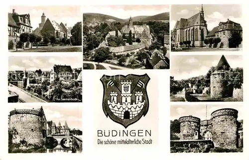 AK / Ansichtskarte Buedingen Hessen Schloss Seemenbach Muehltor Kirche Lohsteg Untertor Kat. Buedingen