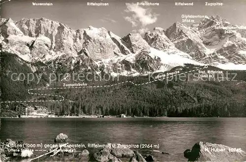 AK / Ansichtskarte Eibsee mit Waxenstein Riffelwand Zugspitze Kat. Grainau
