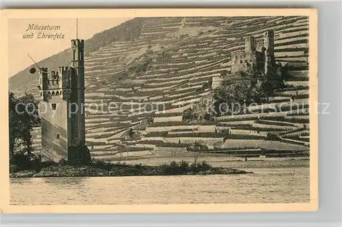 AK / Ansichtskarte Bingen Rhein Maeuseturm und Ruine Ehrenfels  Kat. Bingen am Rhein