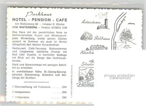 AK / Ansichtskarte Winterberg Hochsauerland Hotel Pension Parkhaus Kat. Winterberg