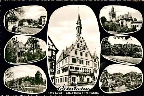 AK / Ansichtskarte Weinheim Bergstrasse Schloss Weiher Rathaus Wachenburg Kat. Weinheim